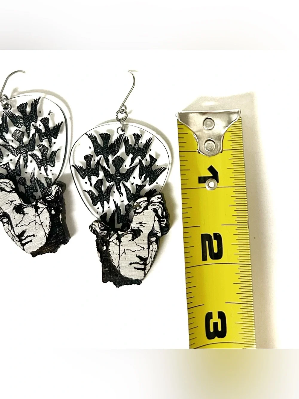 Black & White Surreal Head Drop Earrings